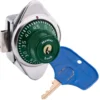ADA Compliant Built-In Combination Lock with Green Metal Dial for Lift Handle Lockers - Hinged on Right