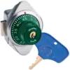 ADA Compliant Built-In Combination Lock with Green Metal Dial for Lift Handle and Single Point Horizontal Latch Lockers - Hinged on Right