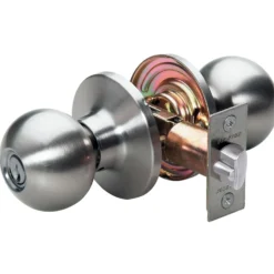 Ball Style Knob Entry Door Lock; Satin Nickel