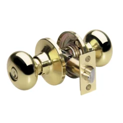 Biscuit Style Knob Entry Door Lock; Polished Brass, WR3/5
