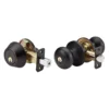 Biscuit Style Knob Entry Door Lock with Single Cylinder Deadbolt; Combo Pack; Aged Bronze, KW1