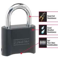 Black Solid Body Set Your Own Combination Lock, 2 in Wide