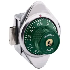 Built-In Combination Lock with Green Metal Dial for Lift Handle Lockers - Hinged on Right