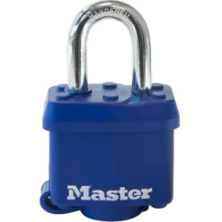 Covered Laminated Steel Padlock, Pin Tumbler, 1-9/16 in Wide