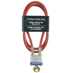 3ft (91cm) Long x 3/16in (5mm) Diameter Cable with Integrated Laminated Steel Padlock