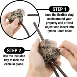 6ft (1.8m) Long x 5/16in (8mm) Diameter Python™ Adjustable Locking Cable 2-pk; Mossy Oak® Country DNA™ Camouflage