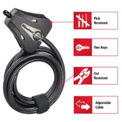 6ft (1.8m) Long x 5/16in (8mm) Diameter Python™ Adjustable Locking Cable; Silver and Black