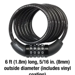 6ft (1.8m) Long x 5/16in (8mm) Diameter Set Your Own Combination Cable Lock