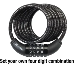 6ft (1.8m) Long x 5/16in (8mm) Diameter Set Your Own Combination Cable Lock