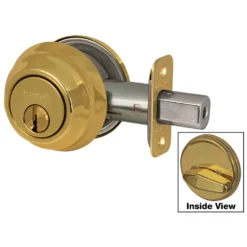 Grade 1 Single Cylinder Deadbolt; Polished Brass, WR5