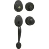 Handleset with Biscuit Style Knob Interior and Single Cylinder Deadbolt; Aged Bronze, WK2