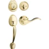 Handleset with Wave Style Lever Interior and Single Cylinder Deadbolt (Left Hand); Polished Brass, WK2
