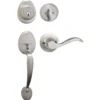 Handleset with Wave Style Lever Interior and Single Cylinder Deadbolt (Right Hand); Satin Nickel, SC1