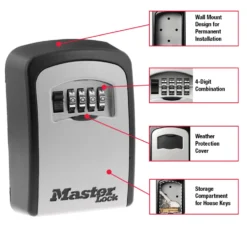 Heavy Duty Wall Mount Lock Box for Keys, 3-1/4 in x 2-1/4 in