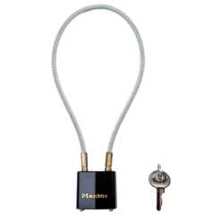 14in (36cm) Steel Cable Gun Lock with 1-5/16in (33mm) Wide Laminated Steel Body Padlock; Keyed Alike