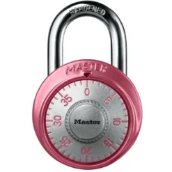 1-7/8in (48mm) Wide Combination Dial Padlock with Aluminum Cover; Pink