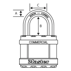 2in (51mm) Wide Commercial Magnum Laminated Steel Padlock with Stainless Steel Body Cover, 2-1/2in (64mm) Shackle, Keyed Alike