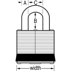 1-3/4in (44mm) Wide Laminated Stainless Steel Pin Tumbler Padlock with 1-1/2in (38mm) Shackle; 4-pack