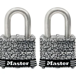 1-9/16in (40mm) Wide Laminated Stainless Steel Pin Tumbler Padlock; 2-Pack