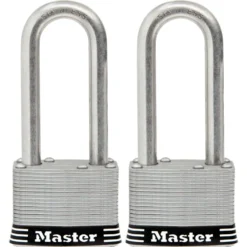 2in (51mm) Wide Laminated Stainless Steel Pin Tumbler Padlock with 2-1/2in (64mm) Shackle; 2-Pack