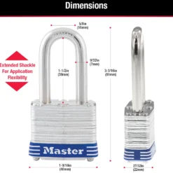1-9/16in (40mm) Wide Laminated Steel Pin Tumbler Padlock with 1-1/2 (38mm) Shackle