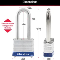 1-9/16in (40mm) Wide Laminated Steel Pin Tumbler Padlock with 2in (51mm) Shackle