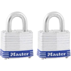 1-9/16in (40mm) Wide Laminated Steel Pin Tumbler Padlock; 2-Pack