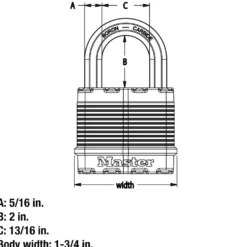 1-3/4in (44mm) Wide Magnum® Laminated Steel Padlock with 2in (51mm) Shackle; 3-Pack