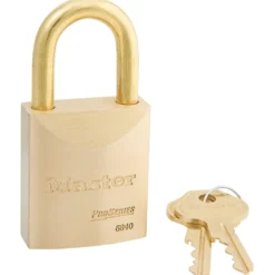 1-3/4in (44mm) Wide ProSeries® Solid Brass Rekeyable Pin Tumbler Padlock, Brass Shackle