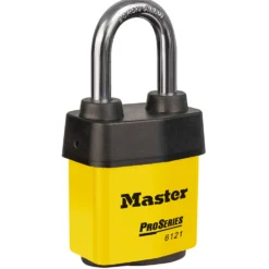2-1/8in (54mm) Wide ProSeries® Weather Tough® Laminated Steel Rekeyable Pin Tumbler Padlock with 1-1/2in (38mm) Brass Shackle, Keyed Alike, Yellow