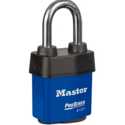 2-1/8in (54mm) Wide ProSeries® Weather Tough® Laminated Steel Rekeyable Pin Tumbler Padlock with 1-1/2in (38mm) Brass Shackle, Keyed Alike, Blue
