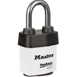 2-1/8in (54mm) Wide ProSeries® Weather Tough® Laminated Steel Rekeyable Pin Tumbler Padlock with 1-1/2in (38mm) Brass Shackle, Keyed Alike, White