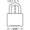 2in (51mm) Wide Resettable Combination Zinc Die-Cast Padlock, Black
