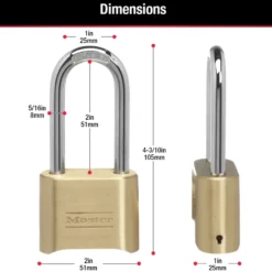 2 in (51mm) Wide Resettable Combination Brass Padlock with 2-1/4in (57mm) Shackle