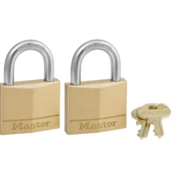 1-9/16in (40mm) Wide Solid Brass Body Padlock; 2-Pack
