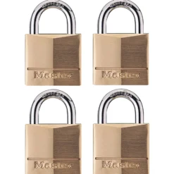 1-9/16in (40mm) Wide Solid Brass Body Padlock; 4-Pack