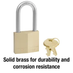 1-9/16in (40mm) Wide Solid Brass Body Padlock with 1-1/2in (38mm) Shackle