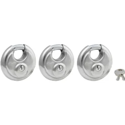 2-3/4in (70mm) wide stainless steel shrouded padlock, 3-pack