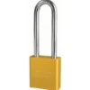 1-3/4in (44mm) Yellow Solid Aluminum Rekeyable Pin Tumbler Padlock with 3in (76mm) Shackle, Keyed Alike
