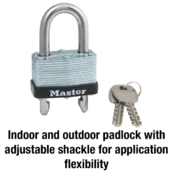 Laminated Steel Padlock, Warded Lock, 1-3/4 in Wide