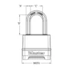 Magnum Heavy Duty Solid Body Combination Lock, 2 in Wide with 1-1/2 in Shackle