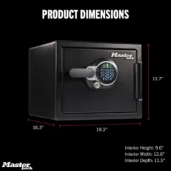 Master Lock Black Premium 2-Hour Fireproof Safe with Digital Keypad, .82 cu-ft, STW082GTCML