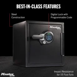 Master Lock Black Premium 2-Hour Fireproof Safe with Digital Keypad, 1.2 cu-ft, STW123GTCML