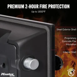 Master Lock Black Premium 2-Hour Fireproof Safe with Digital Keypad, 1.2 cu-ft, STW123GTCML