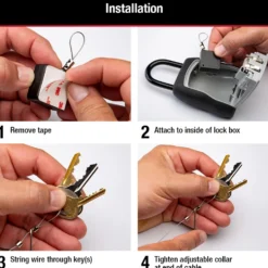 Retractable Key Tether for Lock Boxes, Retractable Steel Cable, 36 in