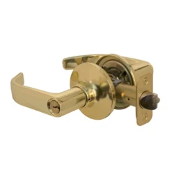 Return Style Lever Entry Door Lock; Polished Brass, KW1