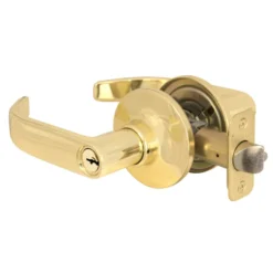 Return Style Lever Storeroom Lock; Polished Brass, KW1