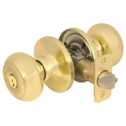 Rusk Style Knob Storeroom Lock; Polished Brass, SC1