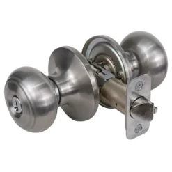Rusk Style Knob Storeroom Lock; Satin Nickel, SC1