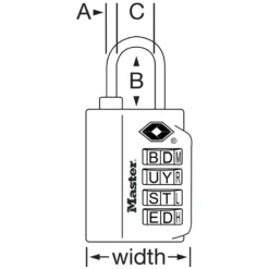 Set Your Own WORD Combination TSA Lock, Assorted Colors, 1-3/8 in Wide